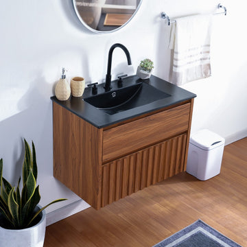 Sherwin Slat Modern Coastal 2-Drawer Wall Mounted Bath Vanity Cabinet Only (Sink Basin Not Included)